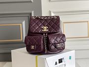 Chanel Backpack Grained Calfskin & Gold Metal Burgundy - 20.5×20×11.5cm - 1