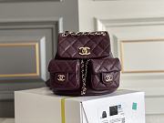 Chanel Small Backpack Grained Calfskin & Gold Metal Burgundy - 16.5×17.5×10cm - 1