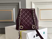 Chanel Small Backpack Grained Calfskin & Gold Metal Burgundy - 16.5×17.5×10cm - 6