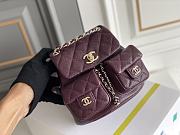 Chanel Small Backpack Grained Calfskin & Gold Metal Burgundy - 16.5×17.5×10cm - 5