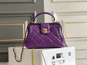 Chanel Mini Bag with Handle Lambskin & Gold Metal Purple - 12×18×7cm - 1