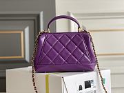 Chanel Mini Bag with Handle Lambskin & Gold Metal Purple - 12×18×7cm - 4