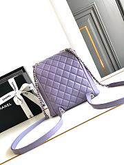 Chanel Backpack Grained Calfskin & Gold Metal Light Purple - 20.5×20×11.5cm - 4