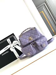 Chanel Small Backpack Grained Calfskin & Gold Metal Light Purple - 16.5×17.5×10cm - 1