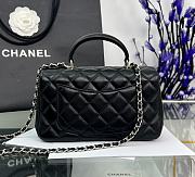 Chanel Mini Flap Top Handle Black Lambskin Silver Hardware - 12x20x6.5cm - 5