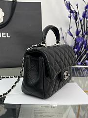 Chanel Mini Flap Top Handle Black Lambskin Silver Hardware - 12x20x6.5cm - 3