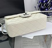 Chanel Mini Flap Top Handle Pearlescent White Lambskin Silver Hardware - 12x20x6.5cm - 3