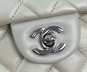 Chanel Mini Flap Top Handle Pearlescent White Lambskin Silver Hardware - 12x20x6.5cm - 4