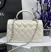 Chanel Mini Flap Top Handle Pearlescent White Lambskin Silver Hardware - 12x20x6.5cm - 5