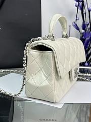 Chanel Mini Flap Top Handle Pearlescent White Lambskin Silver Hardware - 12x20x6.5cm - 6