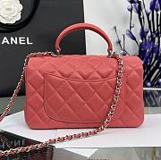 Chanel Mini Flap Top Handle Pink Orange Lambskin Silver Hardware - 12x20x6.5cm - 4