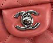 Chanel Mini Flap Top Handle Pink Orange Lambskin Silver Hardware - 12x20x6.5cm - 5