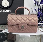 Chanel Mini Flap Top Handle Pearlescent Pink Lambskin Silver Hardware - 12x20x6.5cm - 1