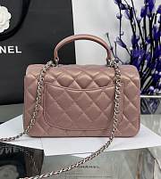 Chanel Mini Flap Top Handle Pearlescent Pink Lambskin Silver Hardware - 12x20x6.5cm - 5