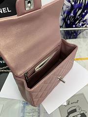 Chanel Mini Flap Top Handle Pearlescent Pink Lambskin Silver Hardware - 12x20x6.5cm - 4