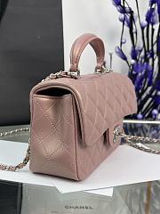 Chanel Mini Flap Top Handle Pearlescent Pink Lambskin Silver Hardware - 12x20x6.5cm - 3