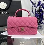 Chanel Mini Flap Top Handle Pink Lambskin Gold Hardware - 12x20x6.5cm - 1