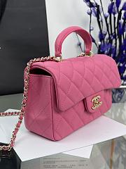 Chanel Mini Flap Top Handle Pink Lambskin Gold Hardware - 12x20x6.5cm - 6