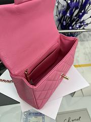 Chanel Mini Flap Top Handle Pink Lambskin Gold Hardware - 12x20x6.5cm - 3