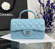 Chanel Mini Flap Top Handle Blue Lambskin Silver Hardware - 12x20x6.5cm - 1