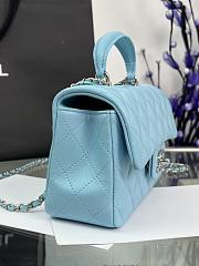 Chanel Mini Flap Top Handle Blue Lambskin Silver Hardware - 12x20x6.5cm - 4