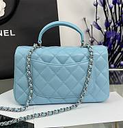 Chanel Mini Flap Top Handle Blue Lambskin Silver Hardware - 12x20x6.5cm - 2