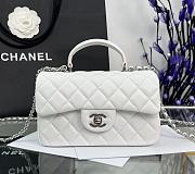 Chanel Mini Flap Top Handle White Lambskin Silver Hardware - 12x20x6.5cm - 4