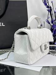 Chanel Mini Flap Top Handle White Lambskin Silver Hardware - 12x20x6.5cm - 3