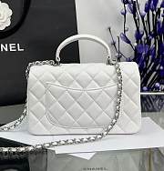 Chanel Mini Flap Top Handle White Lambskin Silver Hardware - 12x20x6.5cm - 2