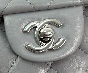 Chanel Mini Flap Top Handle Gray Lambskin Silver Hardware - 12x20x6.5cm - 4