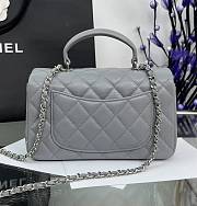 Chanel Mini Flap Top Handle Gray Lambskin Silver Hardware - 12x20x6.5cm - 3