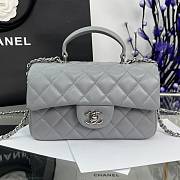 Chanel Mini Flap Top Handle Gray Lambskin Silver Hardware - 12x20x6.5cm - 2