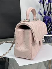 Chanel Mini Flap Top Handle Light Pink Lambskin Silver Hardware - 12x20x6.5cm - 2