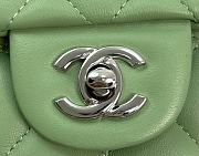 Chanel Mini Flap Top Handle Green Lambskin Silver Hardware - 12x20x6.5cm - 6