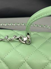 Chanel Mini Flap Top Handle Green Lambskin Silver Hardware - 12x20x6.5cm - 4