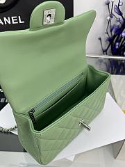 Chanel Mini Flap Top Handle Green Lambskin Silver Hardware - 12x20x6.5cm - 3