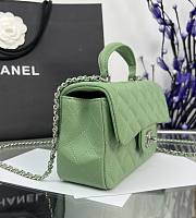 Chanel Mini Flap Top Handle Green Lambskin Silver Hardware - 12x20x6.5cm - 2