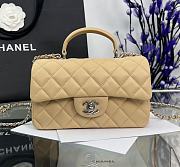 Chanel Mini Flap Top Handle Beige Lambskin Silver Hardware - 12x20x6.5cm - 1