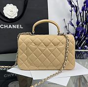 Chanel Mini Flap Top Handle Beige Lambskin Silver Hardware - 12x20x6.5cm - 6