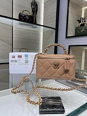 Chanel Clutch With Strap Shiny Lambskin & Gold Metal Dark Beige - 9.5×17×8cm - 1