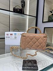 Chanel Clutch With Strap Shiny Lambskin & Gold Metal Dark Beige - 9.5×17×8cm - 4