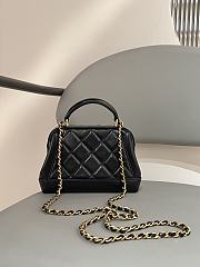 Chanel Mini Bag with Top Handle Shiny Lambskin & Gold Tone Metal Black - 12×18×7cm - 3