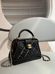 Chanel Mini Bag with Top Handle Shiny Lambskin & Gold Tone Metal Black - 12×18×7cm - 2