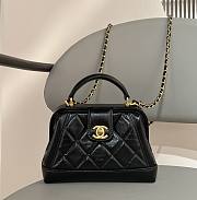 Chanel Mini Bag with Top Handle Shiny Lambskin & Gold Tone Metal Black - 12×18×7cm - 1