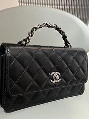 Chanel Top Handle Clutch On Chain Black Calf - 10x17.2x3.3cm - 6