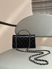 Chanel Top Handle Clutch On Chain Black Calf - 10x17.2x3.3cm - 5