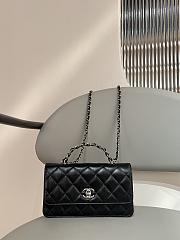 Chanel Top Handle Clutch On Chain Black Calf - 10x17.2x3.3cm - 4