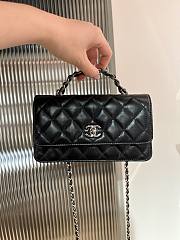 Chanel Top Handle Clutch On Chain Black Calf - 10x17.2x3.3cm - 3