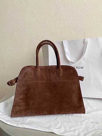 The Row Soft Margaux 15 Bag in Suede Mocha - 38×24×27cm