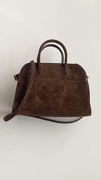 The Row Soft Margaux 12 Bag in Suede Mocha - 32x23x18cm